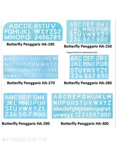 Foto Butterfly Penggaris HA-190 Template mal cetakan sablon alphabetical huruf besar kapital dan angka merek Butterfly