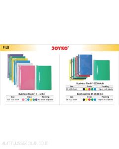 Jual Joyko BF- 1-2-3-4-5-6 (F4) | BF-2330/A4 | BF-3523/F4 Map Berkas Plastik dengan Acco fastener Business File terlengkap di toko alat tulis