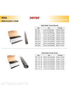 Foto Spiral Plastik jilid Binding Joyko Ring Plastic Comb RPC-23-32 (Oval) (Folio) merek Joyko