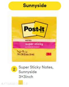 Contoh Alat Perlengkapan Kantor merk 3M Post-it , Gambar Produk 3M Post-it 654-1SS3Y Super Sticky Note Sunny Side 76x76mm 90 Sheets harga 15800 di Toko Peralatan Sekolah Murah
