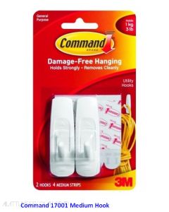 Contoh Alat Perlengkapan Kantor merk 3M Command , Gambar Produk Command 17001 Medium Hooks harga 29000 di Toko Peralatan Sekolah Murah