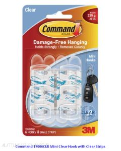 Contoh Alat Perlengkapan Kantor merk 3M Command , Gambar Produk Command 17006CLR Mini Clear Hooks with Clear Strips harga 37000 di Toko Peralatan Sekolah Murah
