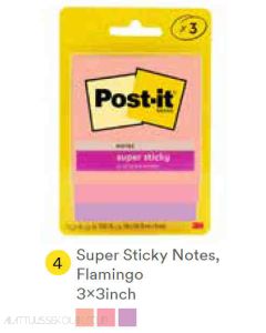 Contoh Alat Perlengkapan Kantor merk 3M Post-it , Gambar Produk 3M Post-it 3321-3SSJPFLA Super Sticky Note Flamingo 76x76mm 135 Sheets harga 22100 di Toko Peralatan Sekolah Murah