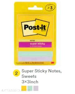 Contoh Alat Perlengkapan Kantor merk 3M Post-it , Gambar Produk 3M Post-it 3321-3SSJPSWT Super Sticky Note Sweet 76x76mm 135 Sheets harga 22100 di Toko Peralatan Sekolah Murah