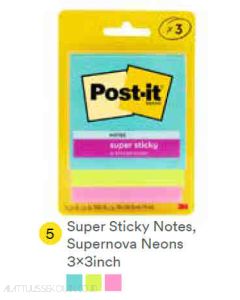 Contoh Alat Perlengkapan Kantor merk 3M Post-it , Gambar Produk 3M Post-it 3321-3SSMIA Super Sticky Note Supernova 76x76mm 135 Sheets harga 22100 di Toko Peralatan Sekolah Murah