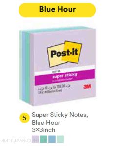 Contoh Alat Perlengkapan Kantor merk 3M Post-it , Gambar Produk 3M Post-it 654-4SSBLUHR Super Sticky Note Blue hour 76x76mm 360 Sheets harga 50700 di Toko Peralatan Sekolah Murah