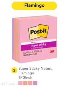 Contoh Alat Perlengkapan Kantor merk 3M Post-it , Gambar Produk 3M Post-it 654-4SSFLA Super Sticky Note Flamingo 76x76mm 360 Sheets harga 50700 di Toko Peralatan Sekolah Murah