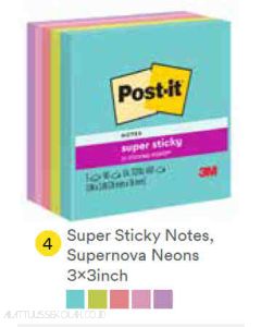 Contoh Alat Perlengkapan Kantor merk 3M Post-it , Gambar Produk 3M Post-it 654-5SSMIA Super Sticky Note Supernova 76x76mm 450 Sheets harga 62000 di Toko Peralatan Sekolah Murah