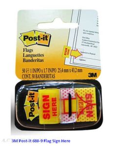 Contoh Alat Perlengkapan Kantor merk 3M Post-it , Gambar Produk 3M Post-it 680-9 Flag Sign Here 25x43mm 50 Sheets harga 22800 di Toko Peralatan Sekolah Murah