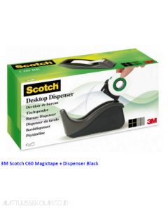 Katalog 3M Scotch harga murah & terjangkau, Image ATK Sekolah SIPLAH 3M Scotch C60 Magictape + Dispenser Black harga normal 60000 di Distributor ATK Bina Mandiri Stationery