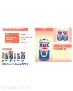 Foto produk ABC Carbon Zinc Battery Sedang (R14/C) harga normal 10800 di Toko Alat Tulis Grosir Bina Mandiri Stationery