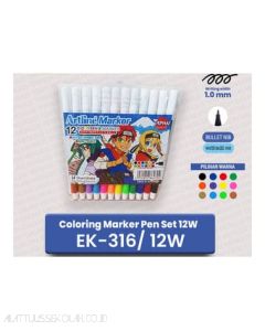 Contoh peralatan kantor Artline EK-316/ID/12W Pencil Marker 12 Colors Spidol Permanen Seni Karya Bullet Nib dan gambarnya
