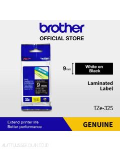Katalog brosur gambar atk Brother P-touch Tape Cartridge type Brother TZE-325 White on Black 9mm P-touch Tape