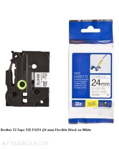 sample Image atk P-touch Tape Brother TZE-FX251 Flexible Black on White 24mm