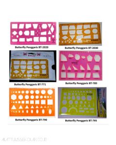 Butterfly Penggaris BT-795 Template mal cetakan bulat oval elipse kotak segitiga heksagon