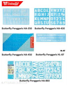 Foto Penggaris Lettering Set (Huruf & Angka) merk Butterfly