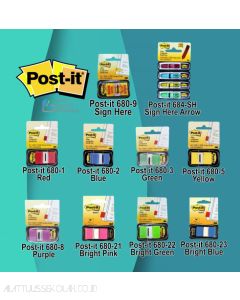 3M Post-it Lengkap murah barang Perlengkapan Kantor 3M Post-it 680 Flags Sign Here Arrow & color Flags 12x43mm  di toko alat tulis grosir Bina Mandiri stationery