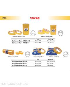 Jual Joyko Stationery Tape  STT-30 | STT-31 | STT-31-R12 | STT-32 | STT-32-R6 Selotip Plastik Kecil Transparan termurah harga grosir Jakarta