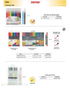 Contoh Joyko Color Brush Pen CLP-13 (12 Color) Pena Kuas Warna Menggambar Melukis merek Joyko