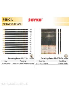 Contoh Joyko Drawing Pencil P-118 (HB,B,2B,3B,4B,5B,6B,7B,8B) Pensil Tulis dan Gambar merek Joyko
