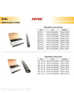 Contoh Joyko Ring Plastic Comb RPC-23-38 (Oval) (Folio) Spiral jilid Binding merek Joyko