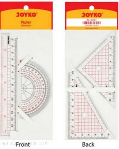 Set Lengkap Penggaris Panjang Busur Segitiga Penggaris Siku Joyko Ruler RL ACS 1