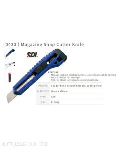 Macam macam perlengkapan sekolah SDI 0430 Magazine Snap Blade Knife (L-500) Auto Refill Blade Pisau Kater Besar dan gambarnya