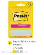 Contoh Alat Perlengkapan Kantor merk 3M Post-it , Gambar Produk 3M Post-it 3321-3SSJPSWT Super Sticky Note Sweet 76x76mm 135 Sheets harga 22100 di Toko Peralatan Sekolah Murah